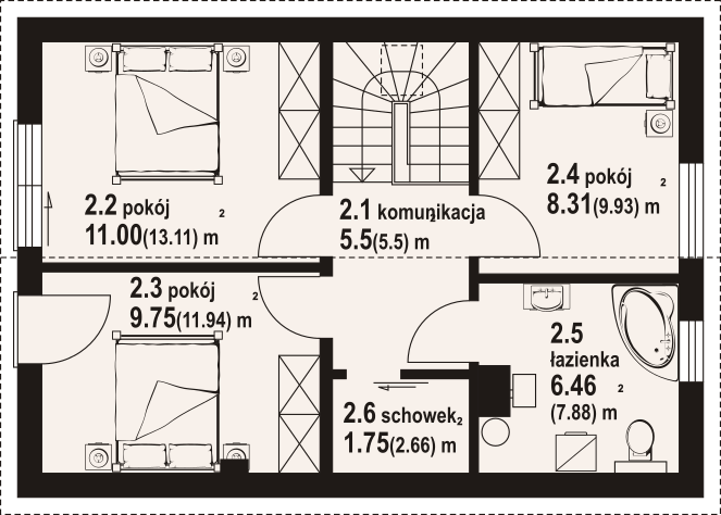 Poddasze projektu Bartkowo bb 70 dws