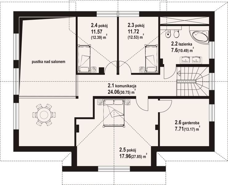 Poddasze projektu Podsarnie z antresolą m