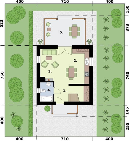 Parter projektu Orlean 3 C dom mieszkalny, całoroczny