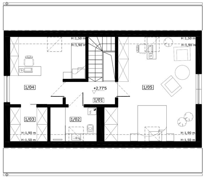 Poddasze projektu Montana 2 - drewniany
