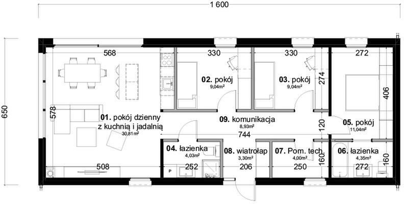 Parter projektu Dom prefabrykowany P.10a