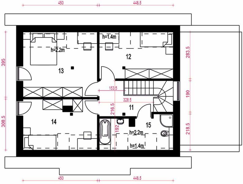 Poddasze projektu Morwa z garażem 1-st. [A]
