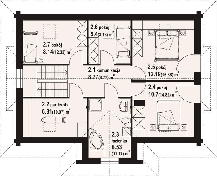 Poddasze projektu Bukowina 13 dw