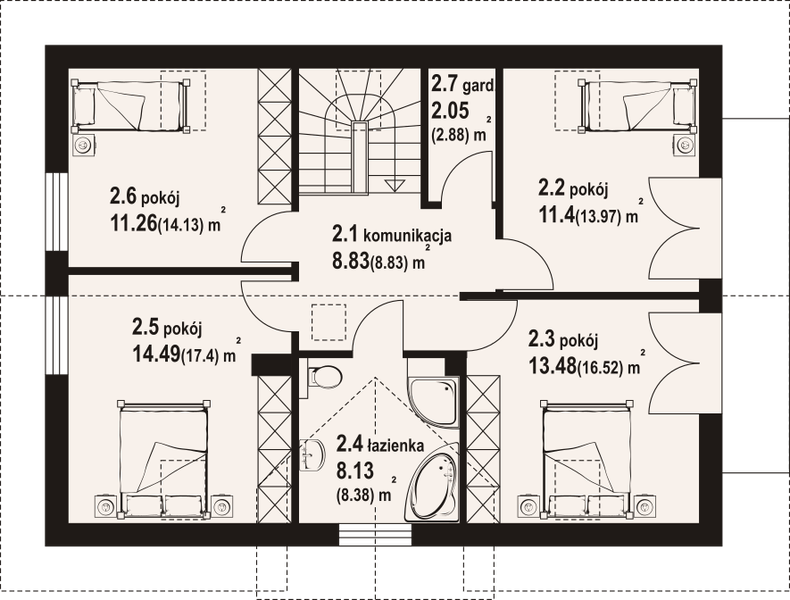 Poddasze projektu Żarowo 39 m