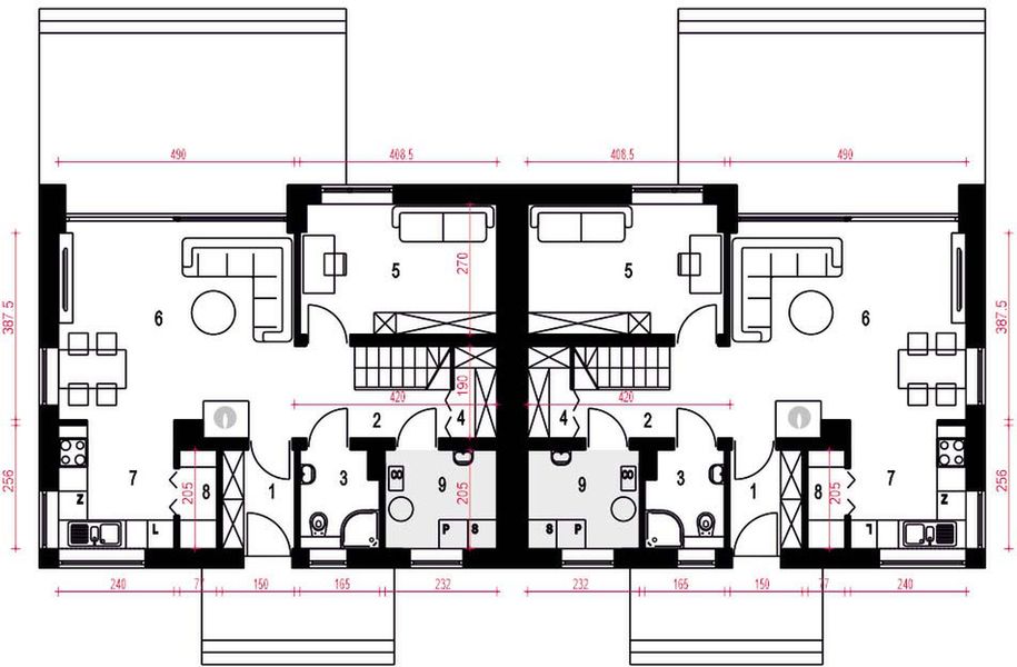 Parter projektu Morwa bez garażu bliźniak [B-BL]