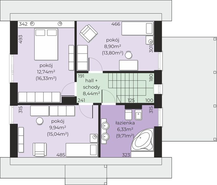 Poddasze projektu Dom przy Cyprysowej 70