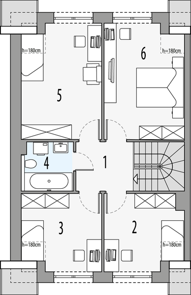 Poddasze projektu Gilbert 4 - bliźniak LLL
