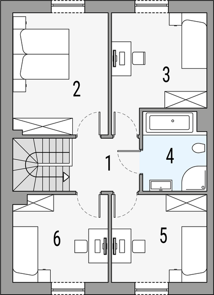 Piętro 1 projektu Kalipso 3 - bliźniak LLL