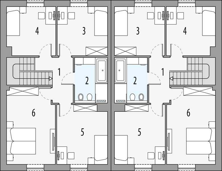Piętro 1 projektu Milan 3 - bliźniak PLP
