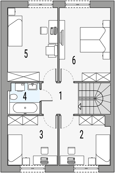 Piętro 1 projektu Norbert 5 - bliźniak LLL