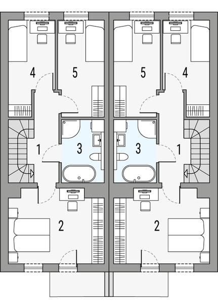 Piętro 1 projektu Poezja 2A - bliźniak LLL
