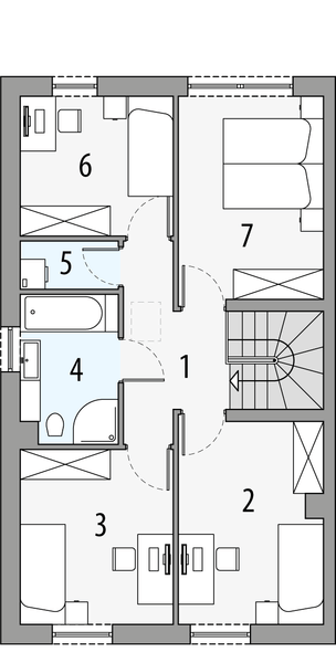 Piętro 1 projektu Lidia - bliźniak LLL