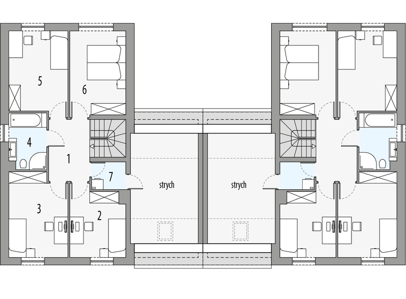 Piętro 1 projektu Malena - bliźniak LLL