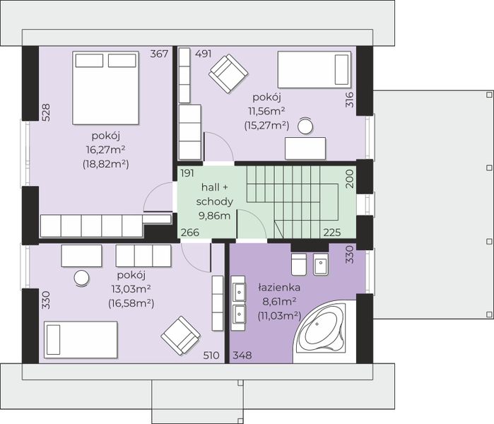 Poddasze projektu Dom przy Cyprysowej 73