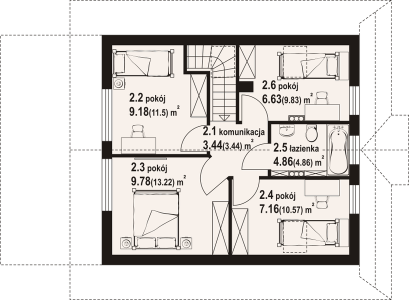 Poddasze projektu Gryfice małe 3 dws