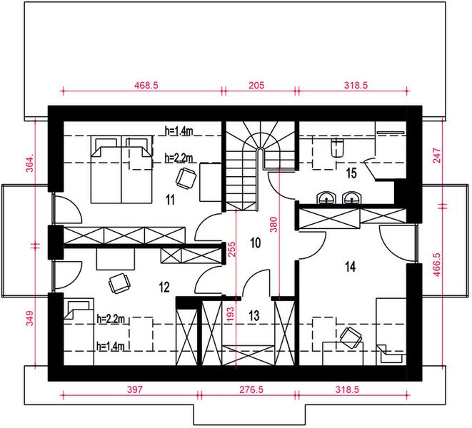 Poddasze projektu Rodzynka bez garażu [B]