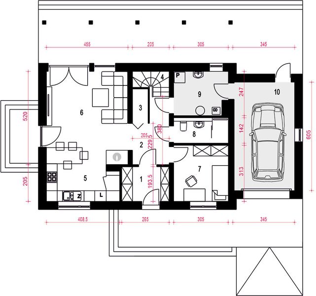 Parter projektu Rodzynka z garażem 1-st. [A]