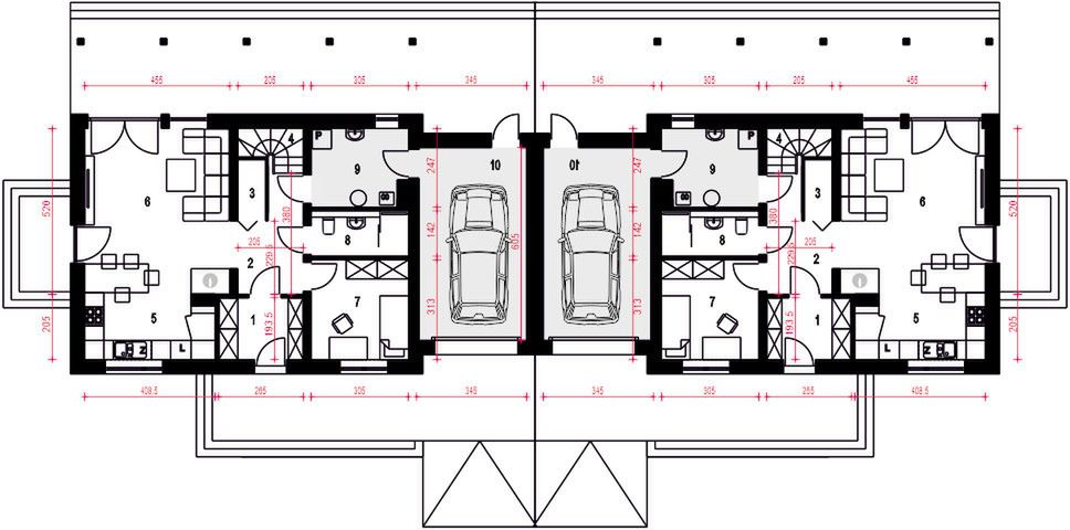 Parter projektu Rodzynka z garażem 1-st. bliźniak [A-BL]