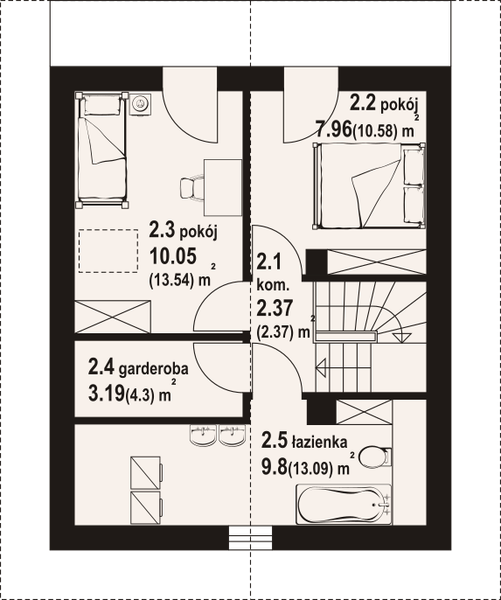 Poddasze projektu Gładyszowo 70 bk pcr