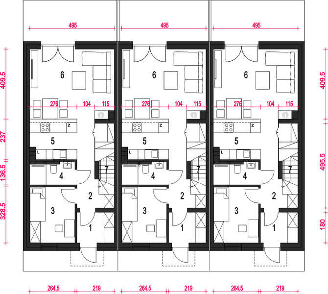 Parter projektu Agawa bez garażu szeregówka [B-SZ]