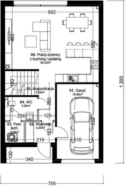 Parter projektu Dom prefabrykowany P.11