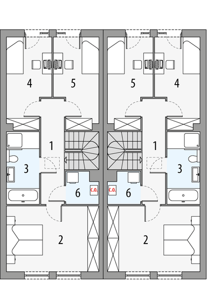 Piętro 1 projektu Julian 2 - bliźniak LLL