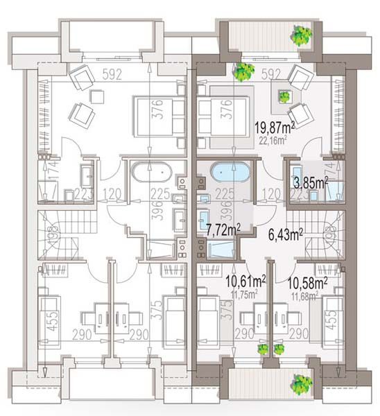 Poddasze projektu Diana 3 dom jednorodzinny dwulokalowy