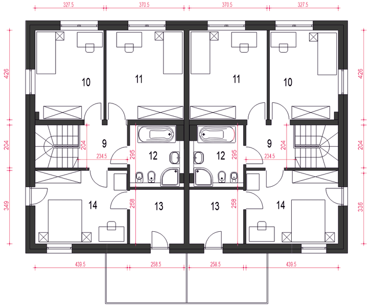 Piętro 1 projektu Zyta II z garażem 1-st. bliźniak [A-BL]