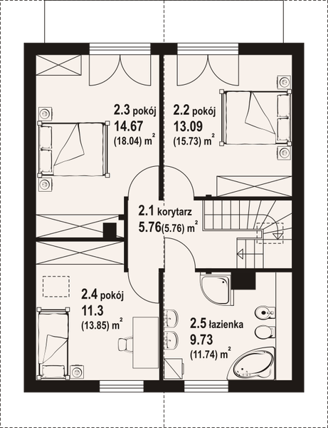 Poddasze projektu Gładyszowo a3 dw