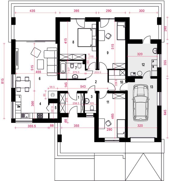 Parter projektu Jerzynka II z garażem 1-st. [A]