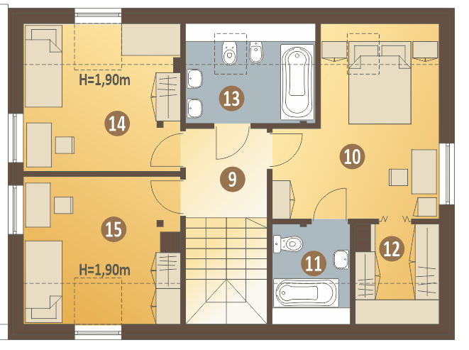 Poddasze projektu Rumcajs bez garażu [B1]