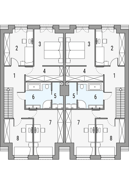 Poddasze projektu Melodia b1 - dwulokalowy LLL