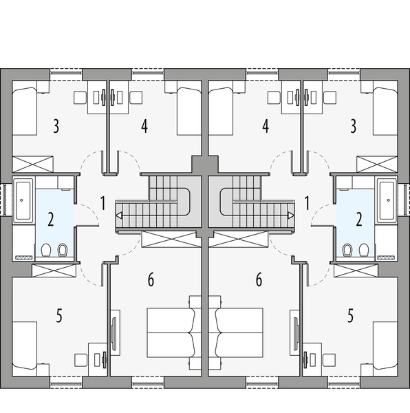 Piętro 1 projektu Milan 3 - dwulokalowy LLL