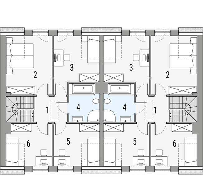 Poddasze projektu Kalipso 4 - dwulokalowy LLL