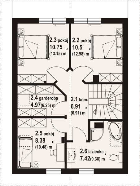 Poddasze projektu Gąsawa a3 dws
