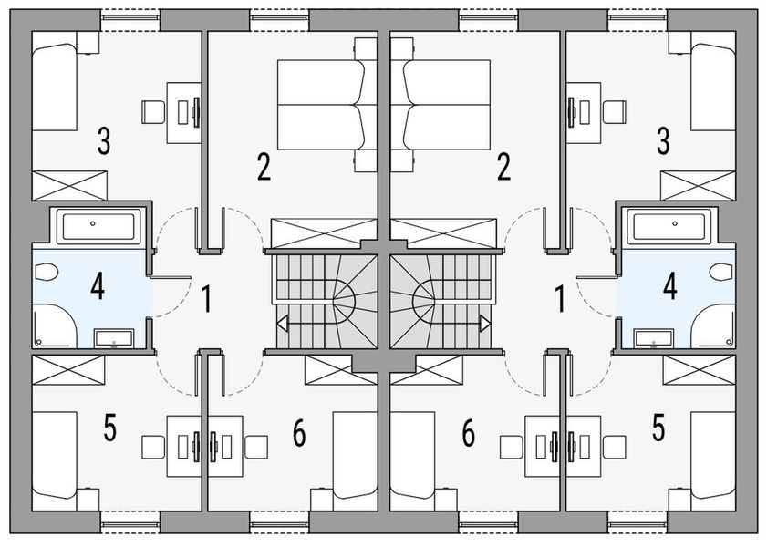 Piętro 1 projektu Kalipso 3 - dwulokalowy PLP