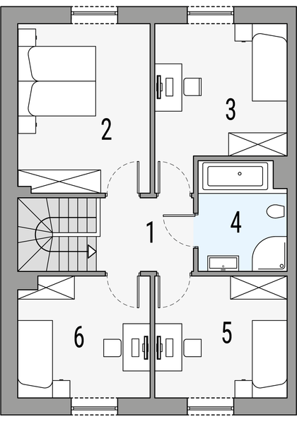 Piętro 1 projektu Kalipso 3 - segment lewy