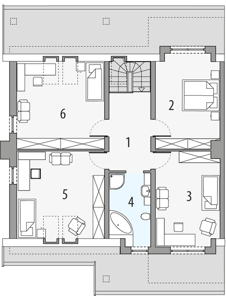 Poddasze projektu Rodzynek 2a - segment lewy
