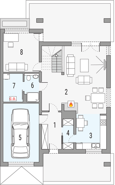 Parter projektu Jaś b - segment lewy