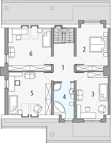 Poddasze projektu Rodzynek 2b - segment lewy