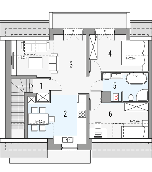 Poddasze projektu Melisa 2 - segment lewy