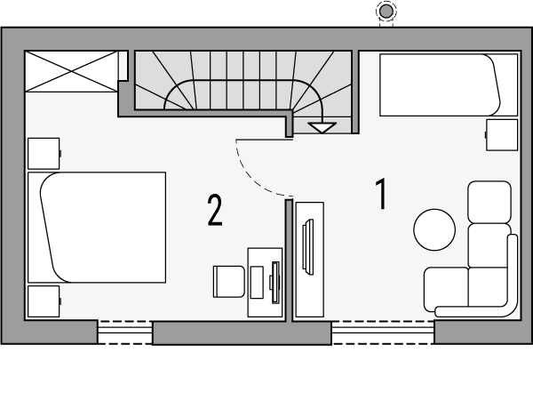 Piętro 1 projektu Mikrus 2 - segment lewy