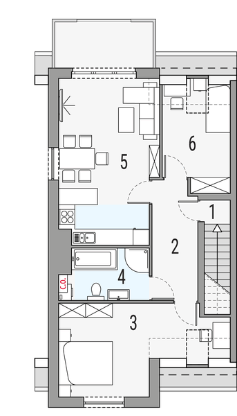 Poddasze projektu Paweł i gaweł 2b - segment lewy
