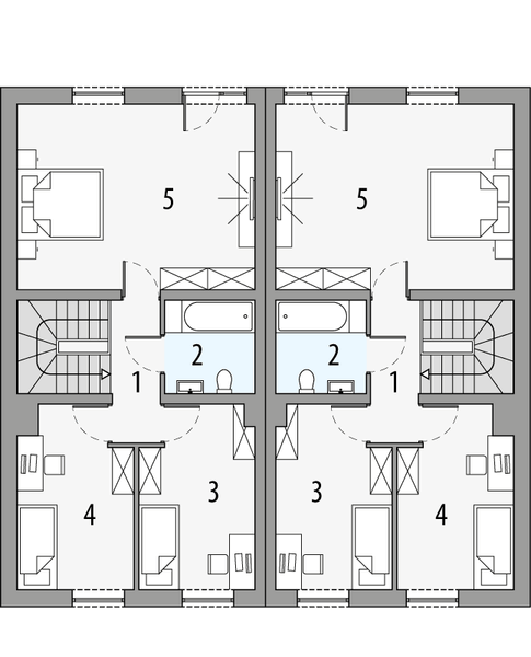 Piętro 1 projektu Olaf 2 - bliźniak LLL