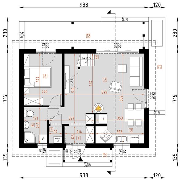 Parter projektu D338 - wersja drewniana