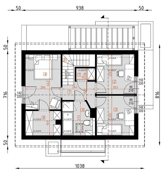 Poddasze projektu D338 - wersja drewniana