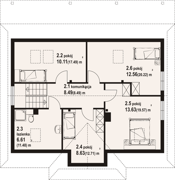 Poddasze projektu Chmielniki małe dw 72