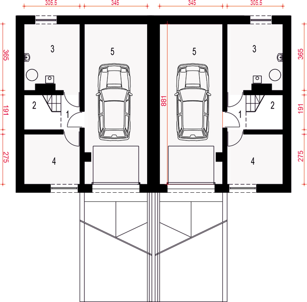 Piwnica projektu Grab z garażem 1-st. bliźniak [A1-ZBL1]