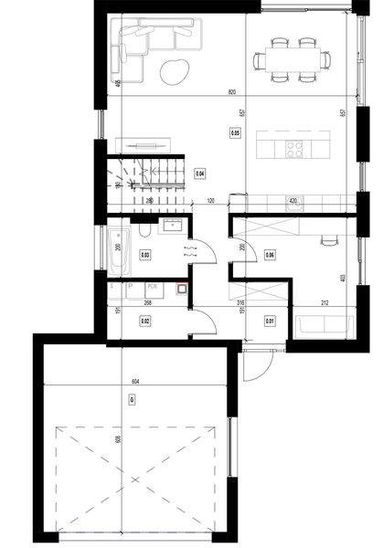 Parter projektu Dom prefabrykowany P.12 bez okapu