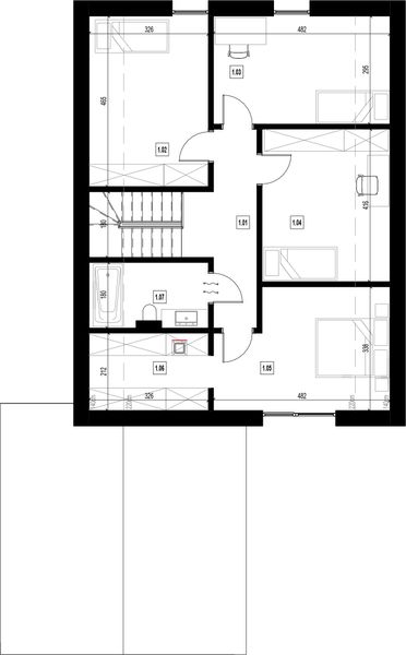 Poddasze projektu Dom prefabrykowany P.12 bez okapu